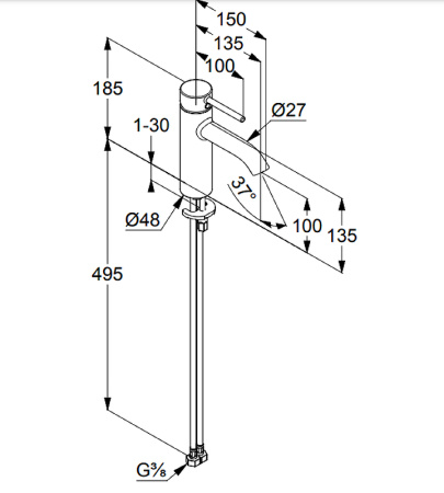 Смеситель для раковины Kludi Bozz 382823976