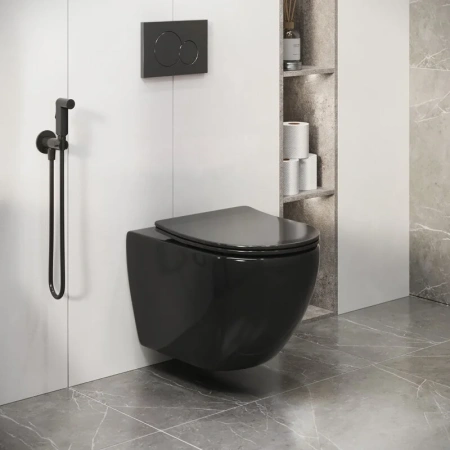 Унитаз подвесной безободковый Grossman Color GR-4411blackS с сиденьем микролифт
