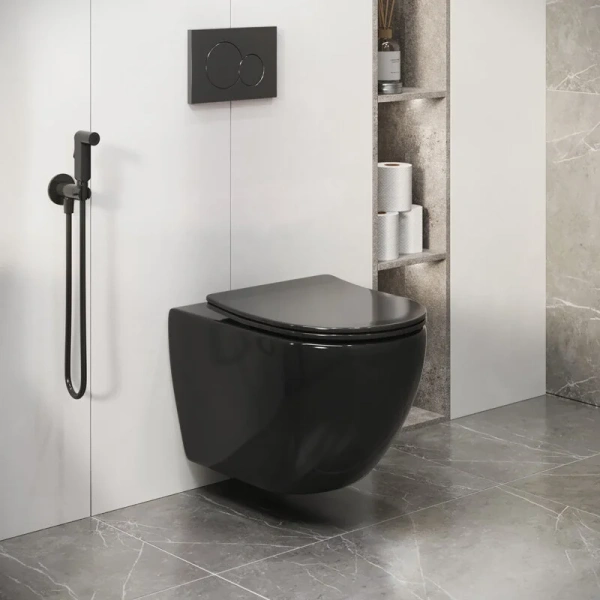 Унитаз подвесной безободковый Grossman Color GR-4411blackS с сиденьем микролифт