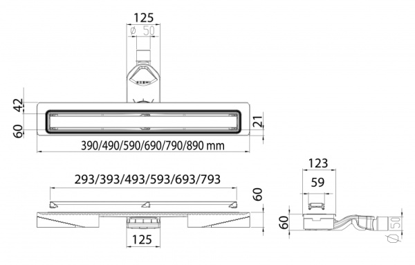 Душевой лоток Berges Wasserhaus C1 Norma 700 (в стену) 090138 матовый хром