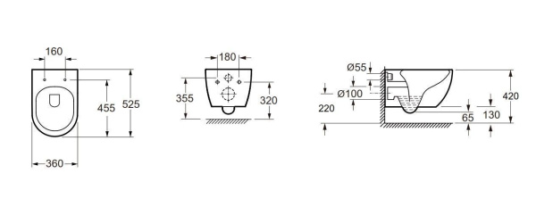 Унитаз подвесной безободковый Art&Max Torino AM823-V/SC микролифт