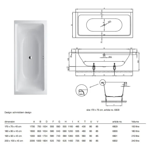 Стальная ванна (200х100) Bette Free 6832-000 PLUS с шумоизоляцией и антигрязевым покрытием