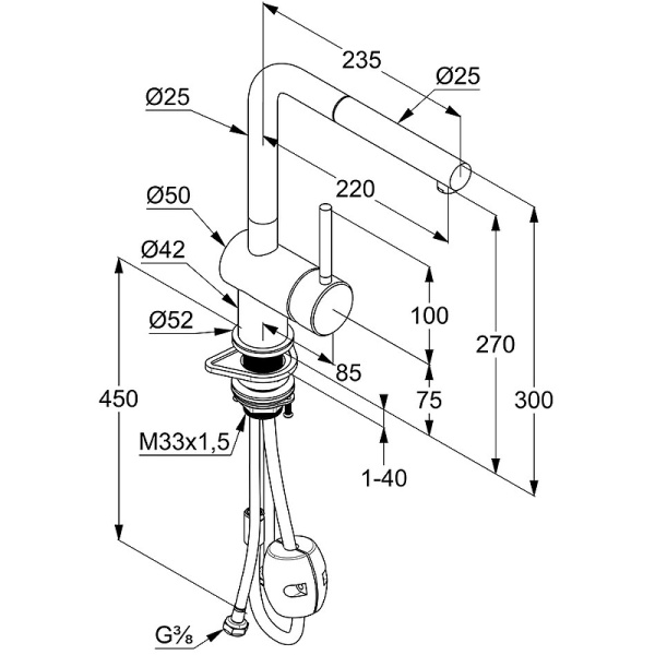 Смеситель для кухни с выдвижным изливом Kludi L Steel 45851F877