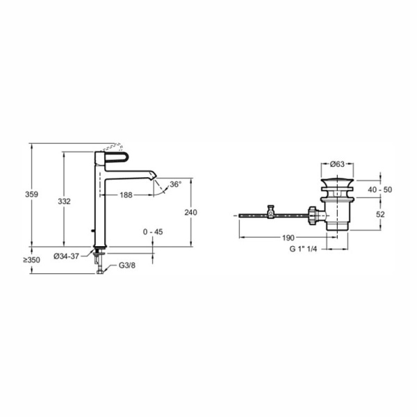 Смеситель для раковины Jacob Delafon Odeon Rive Gauche E21030-BL-CP