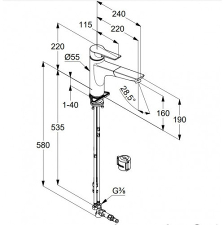 Смеситель для кухни с выдвижным изливом Kludi Mix 329440575