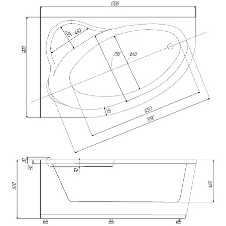 Акриловая ванна Aquatek Фиджи (170х110) FID170-0000002 правая