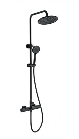 Душевая система с термостатом WONZON & WOGHAND Plate, черный матовый WW-C3017-A-MB