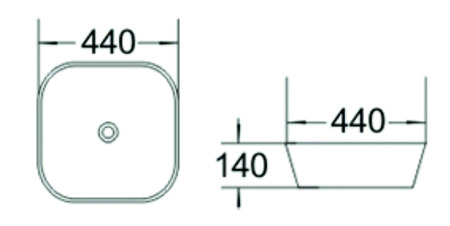 Раковина накладная (44х44) SantiLine SL-1048