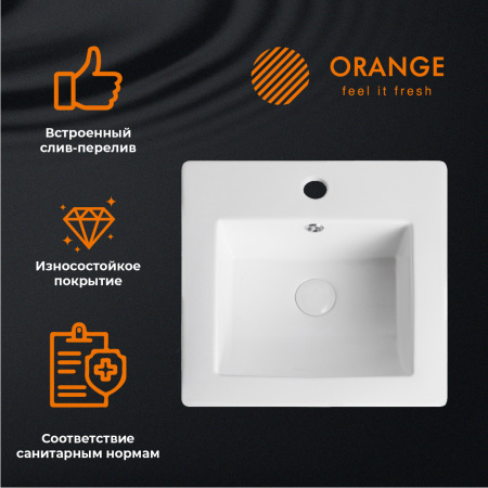 Раковина встраиваемая сверху (42х42) Orange  B03-410W белый глянец