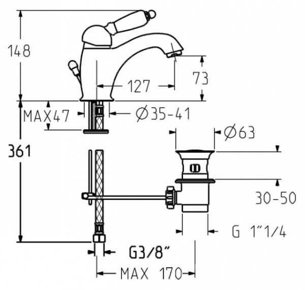 Смеситель для биде Gattoni Orta 2756/27V0br Смеситель для биде Gattoni Orta 2756/27V0br