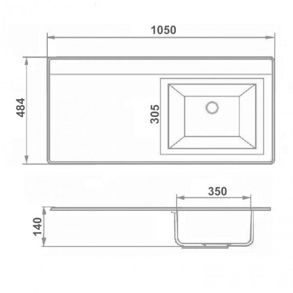 Раковина Runo мебельная Гамма 105 лайт левое крыло (00-00001120)