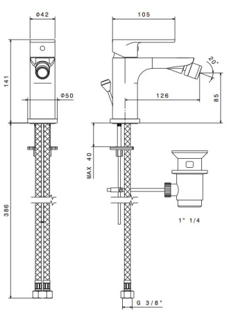 Смеситель для биде Kerama Marazzi Piano 69325KM.21.018