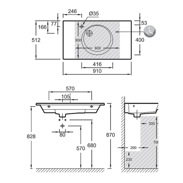 Раковина Jacob Delafon Odeon Rive Gauche 90 EXAV112-Z-00