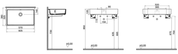 Раковина накладная (60х38) VitrA Archiplan 7404B003-0012