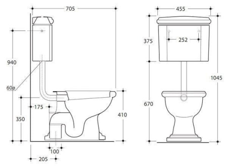 Бачок низкий для унитаза Kerasan Retro 108201 без механизма слива и трубки