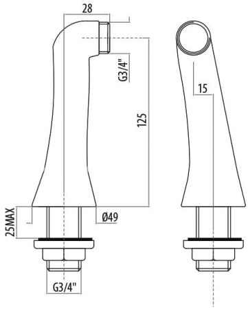 Вертикальное подключение для смесителя Gattoni Vivaldi Lever 1544/00V0br