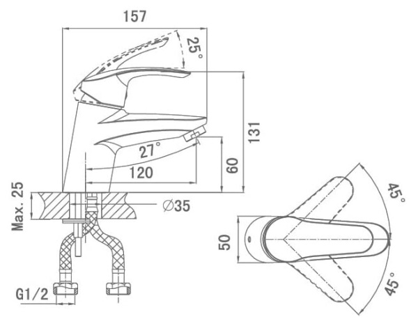 Смеситель для раковины D&K Passau Bayern DA1192101