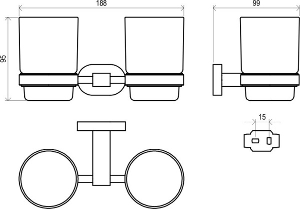 Стакан двойной для зубных щеток Ravak Chrome CR 220 X07P189