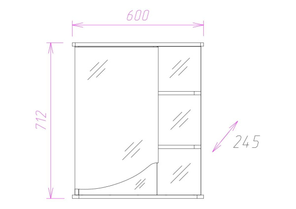 Зеркало-шкаф c подсветкой Onika Виола 60 (60x71,2) 206003