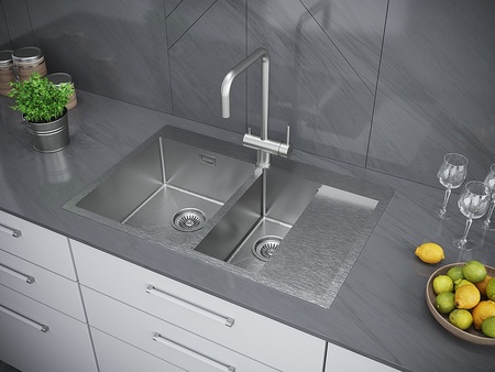 Кухонная мойка Paulmark Union PM537851-BSL брашированная нерж. сталь левая