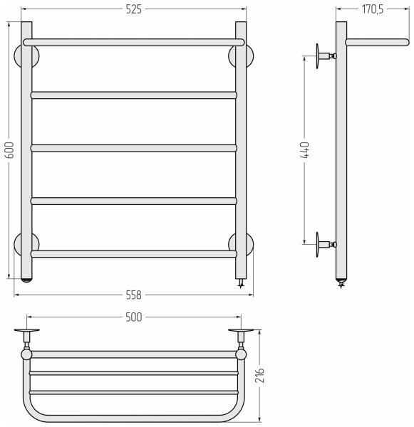 Полотенцесушитель Стилье Формат 3 (600х500) 00530-6050 правый