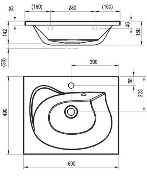 Раковина полувстраиваемая Ravak Rosa II 76 XJ201176000