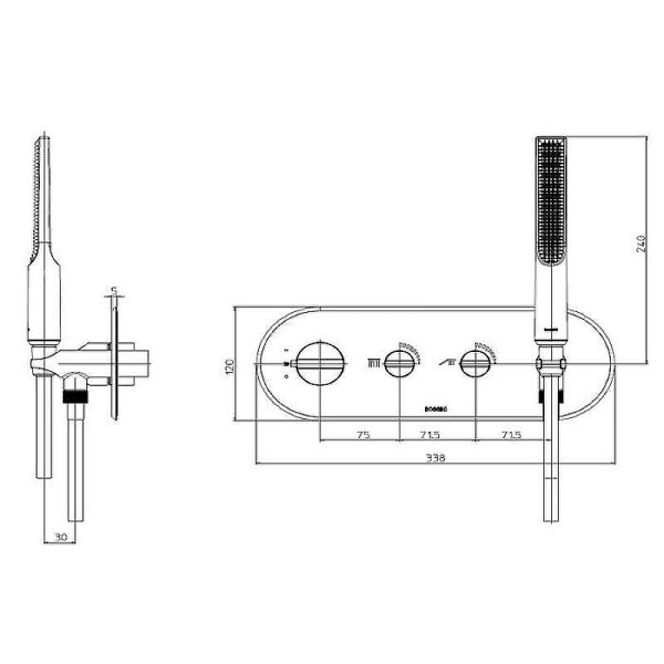 Смеситель для душа термостатический Bossini Apice Z00523.030 хром
