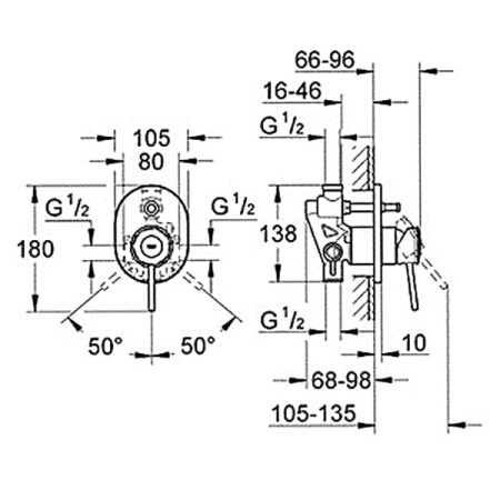 Смеситель для ванны Grohe BauClassic 29047 000 (29047000) хром