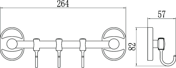 Планка с крючками 3 крючка Savol 70 S-008203