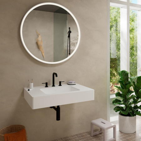 Смеситель для раковины на 3 отверстия с донным клапаном Push-Open Hansgrohe Tecturis S 73330670 черный матовый
