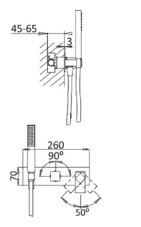 Смеситель для душа Cezares Porta PORTA-VDM2-01