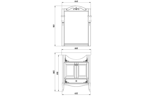 Зеркало (61х90)  ASB-Woodline Салерно 65 9690 (белый)