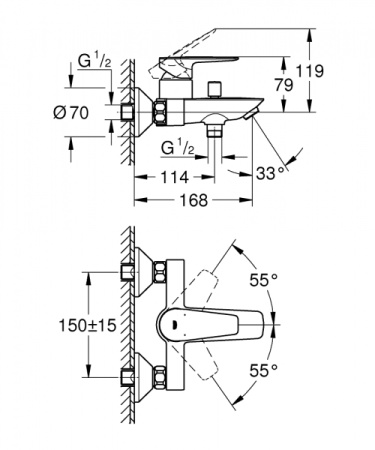 Смеситель для ванны Grohe BauEdge New 23604 001 (23604001) хром