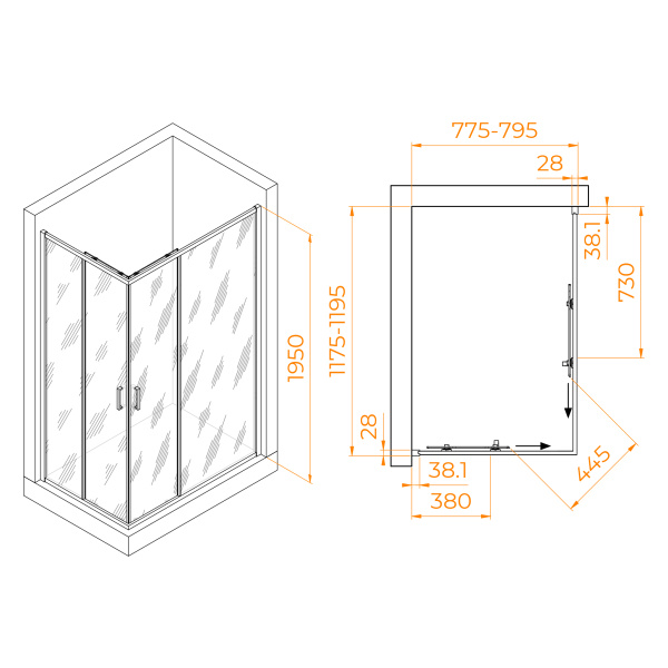 Душевой уголок (120х80) RGW Passage PA-246B 030824682-14 прозрачное