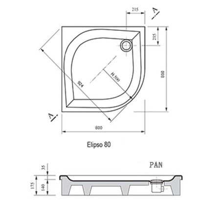 Душевой поддон Ravak Elipso 80 PAN A224401410