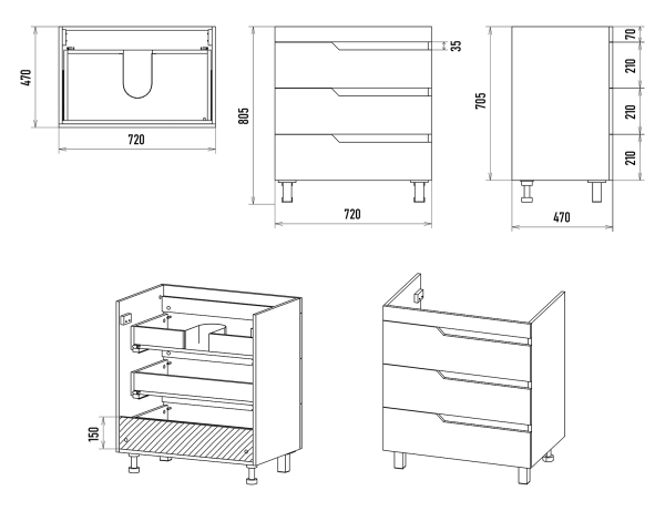 Тумба с раковиной Misty Софт 75 УТ000015030