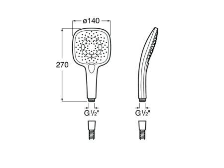 Ручной душ Roca Plenum Square 140/3F, хром 5B1110C00