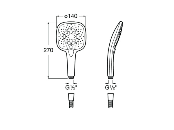 Ручной душ Roca Plenum Square 140/3F белый 5B1110CB0