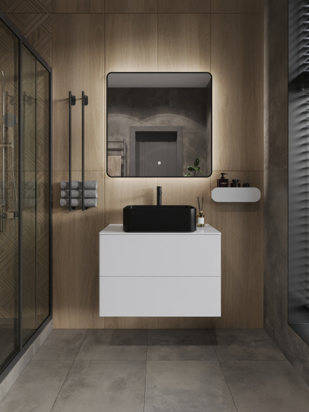 Тумба с раковиной подвесная 75 см, Orange Otto Ot-75TuMDF+B02-460MB белый глянец