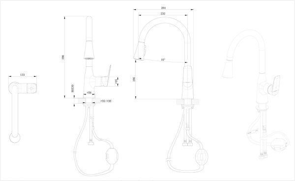 Смеситель для кухни с вытяжным изливом Bravat F7460564CP-ENG