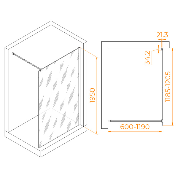Душевая перегородка 100 см RGW WA-001 Walk-in 351000112-21 сатинат