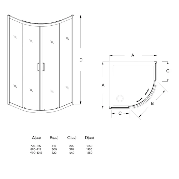 Душевой угол Veconi Rovigo RV-01-O, (90x90) RV01-90PL-01-19C1