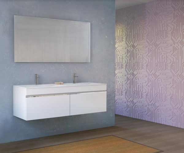 Тумба под раковину RAVAL Twins 140 подвесная белая Twi.01.140/P/W