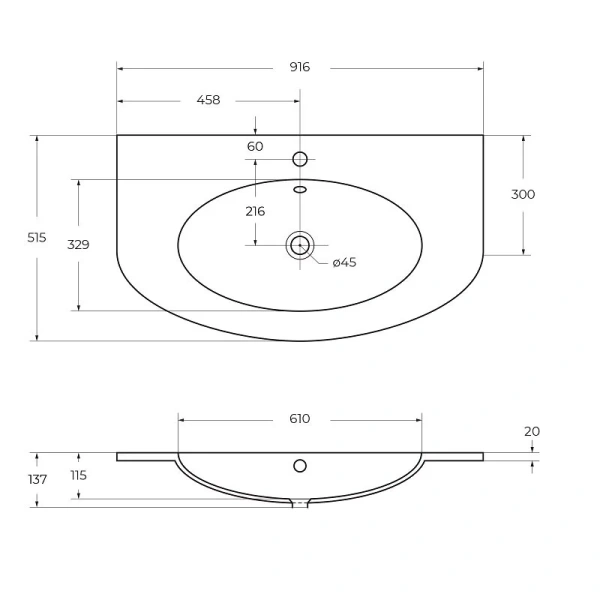 Раковина из искусственного мрамора Cezares EDEN 50177 Bianco