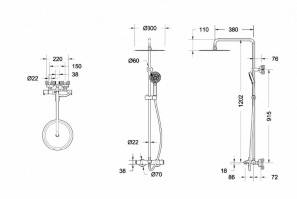 Душевая стойка Bravat Waterfall F639114C-A5-RUS