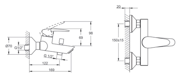 Смеситель для ванны Vitra Dynamic S A40953EXP