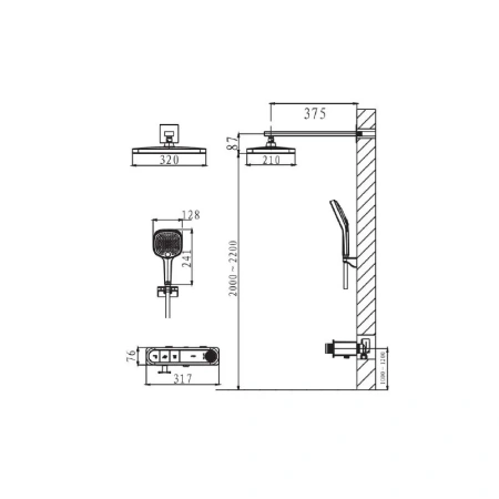 Душевой комплект с термостатом Arrow ARQ13869CP хром