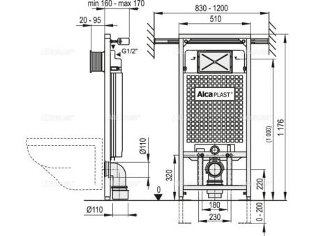 Система инсталляции Alcaplast A102/1200V