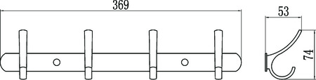 Планка с крючками 4 крючка Savol S-004254