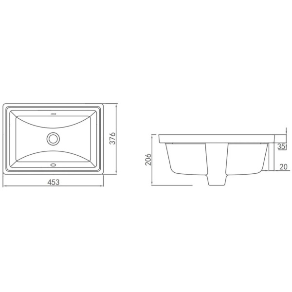 Раковина встраиваемая ARROW ATX4538F(AP4030E), белый